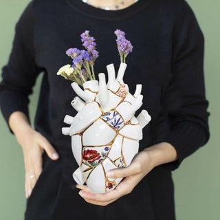 Seletti Love In Bloom Kintsugi heart vase in porcelain - Buy now on ShopDecor - Discover the best products by SELETTI design